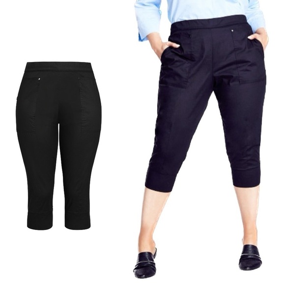 ISOLDE Roth Black Wide Cuff Crop Pant Size 24W NWT (Q02.5) - Picture 1 of 5